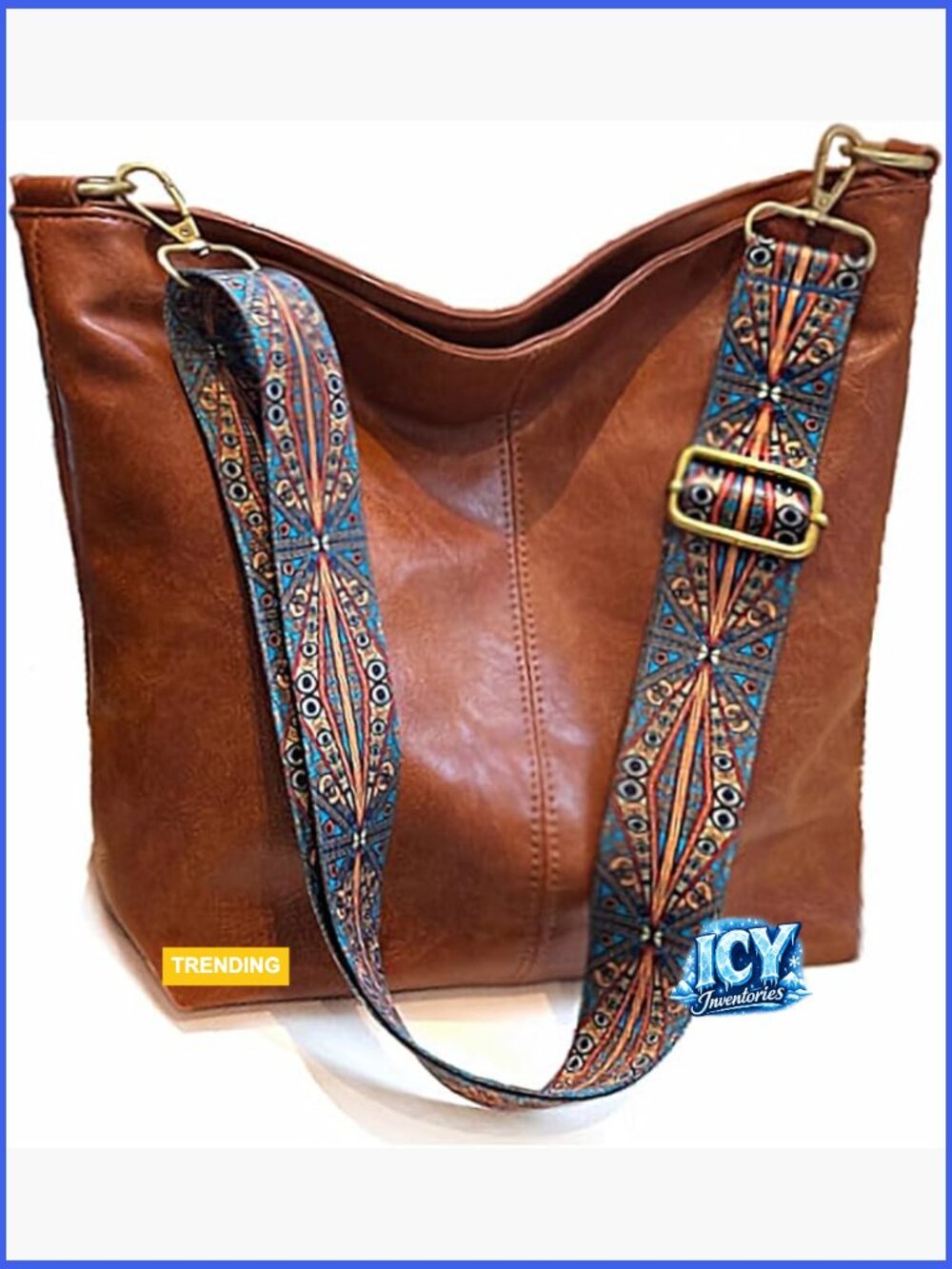 Faux Leather Crossbody Bag with Adjustable Guitar Strap Hobo Purse